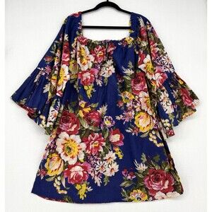 Peony Clothing Floral Boho Blouse Large Bell Sleeve Peasant Coastal Grandmacore